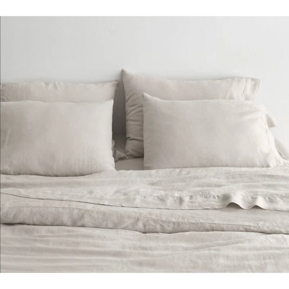 The Citizenry Stonewashed Linen Duvet Cover Full/Queen in Solid Sand - New